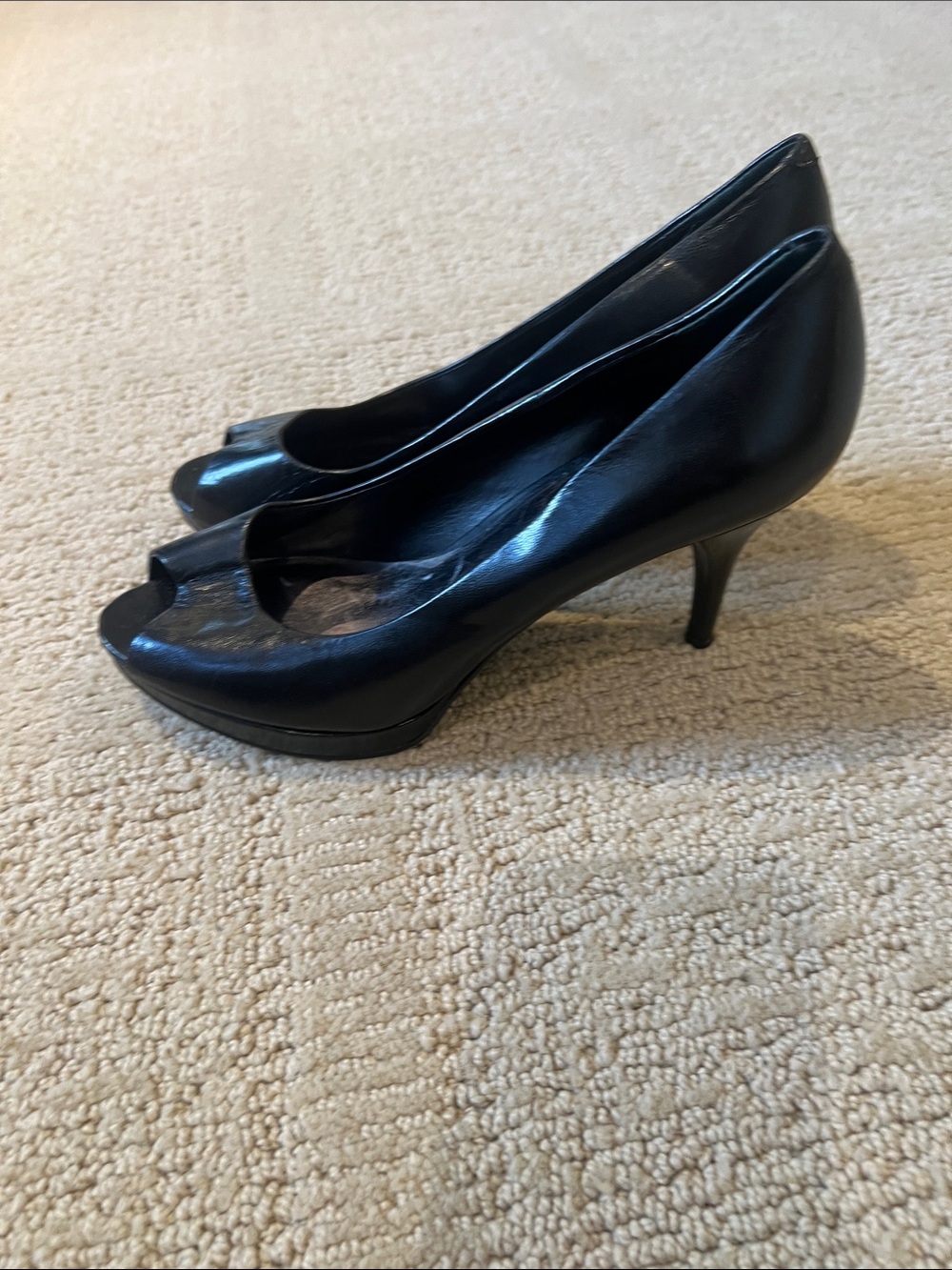 Nine West Black Peep-Toe Platform Pumps